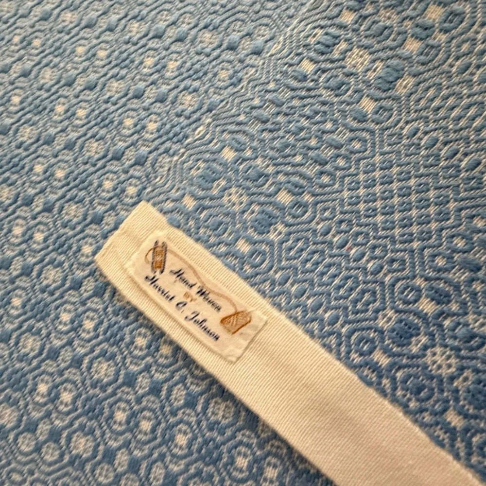 Harriet C Johnson Hand Woven Blue White Cotton Placemats Set 3 Vintage Textiles